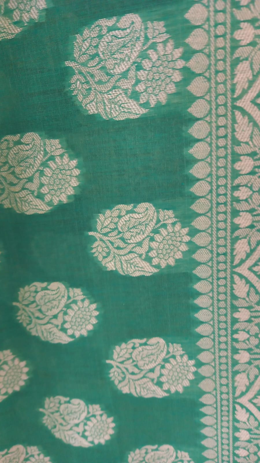 GREEN PURE HANDLOOM BENARSI COTTON SAREE