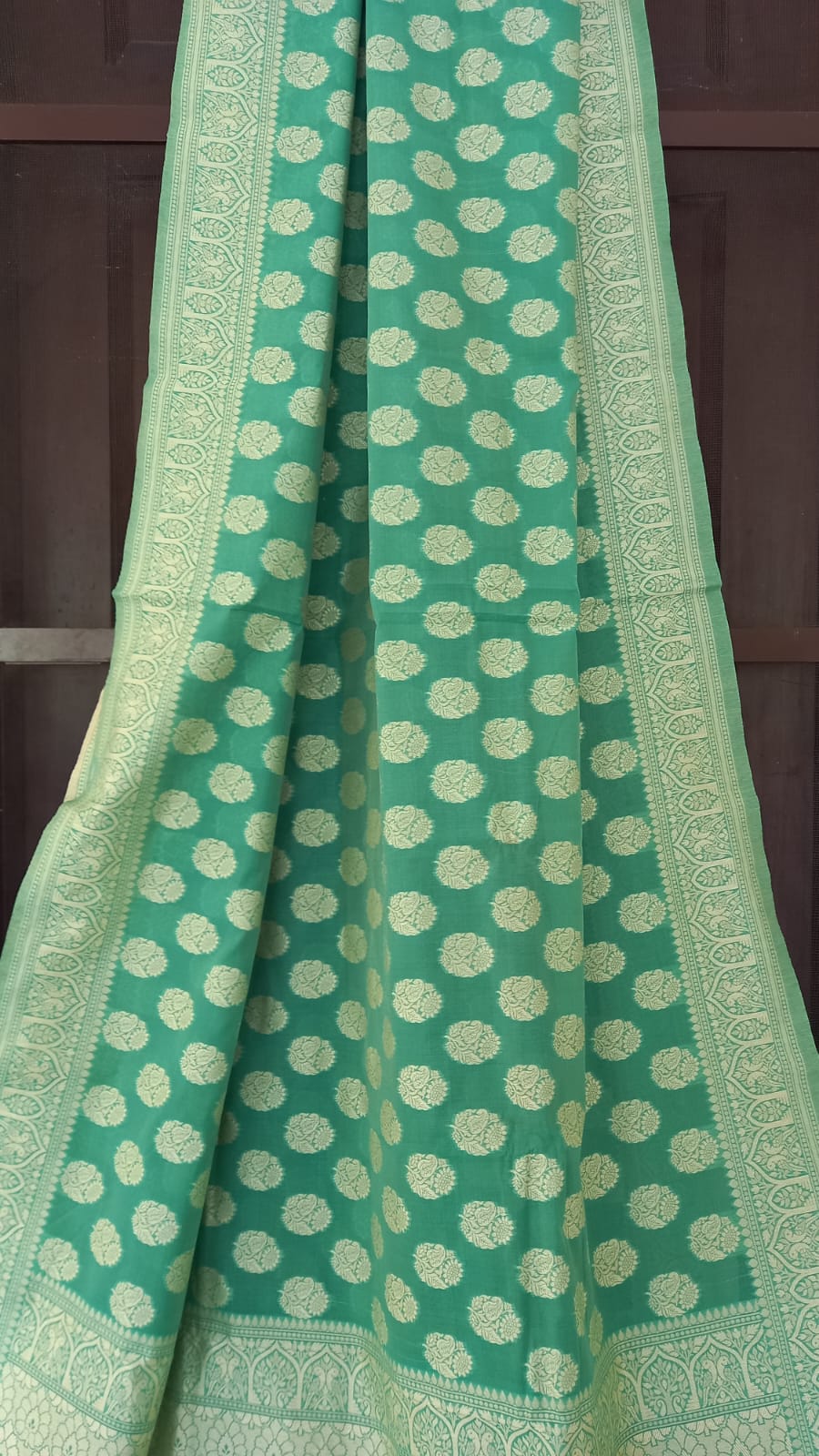 GREEN PURE HANDLOOM BENARSI COTTON SAREE