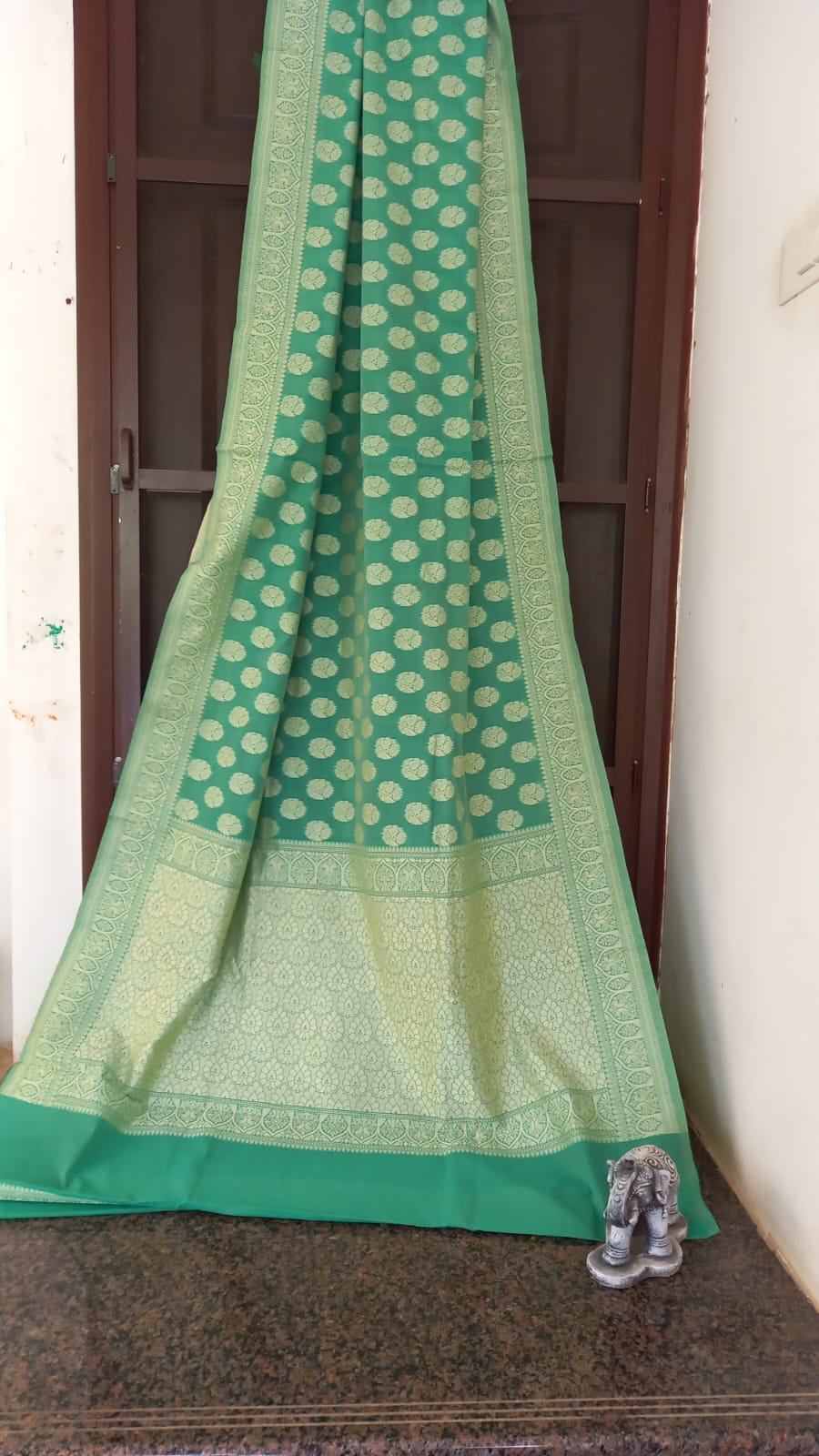GREEN PURE HANDLOOM BENARSI COTTON SAREE