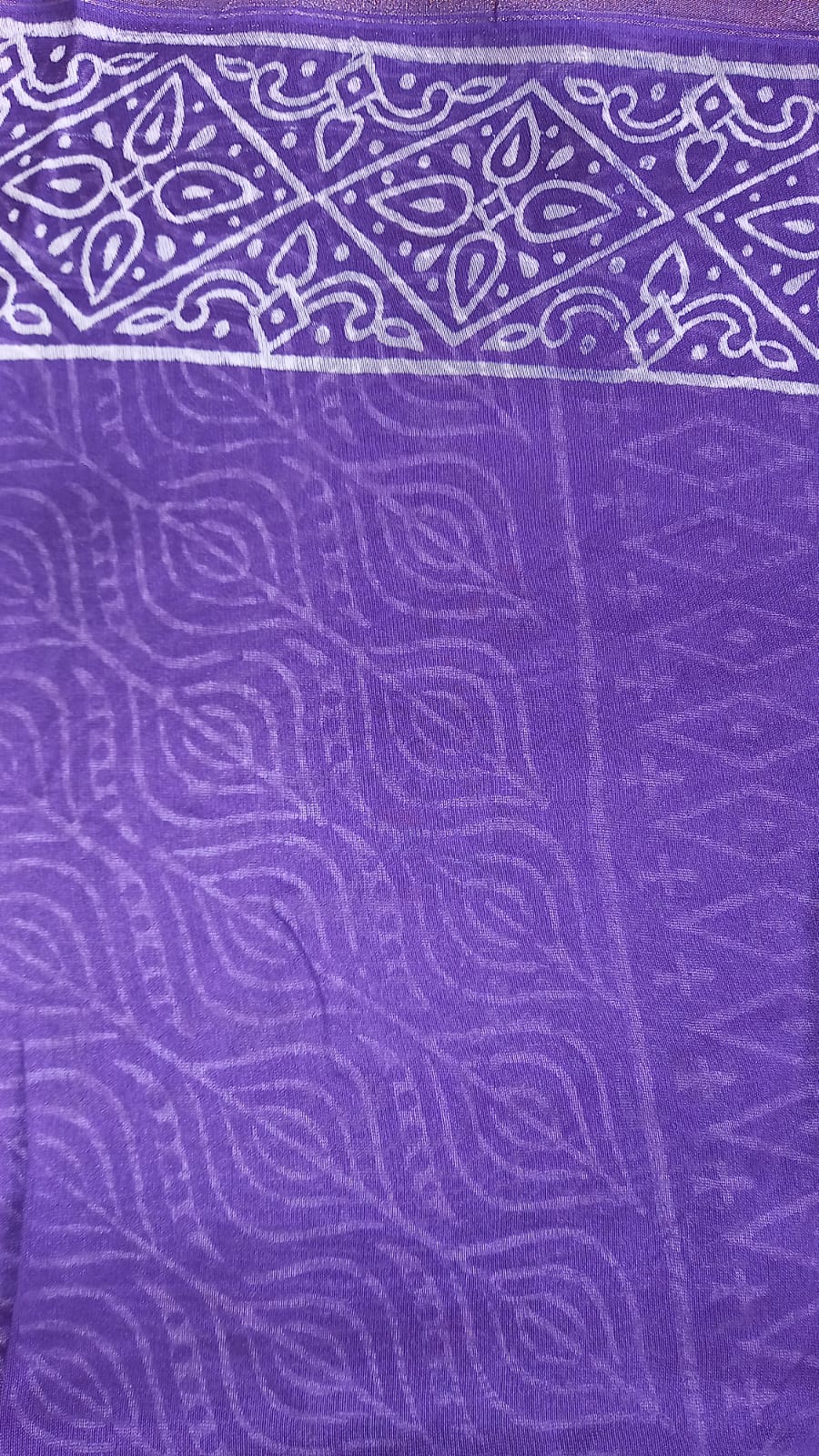 PURPLE HANDBLOCK PRINT AJHRAKH CHANDERI SILK SAREE