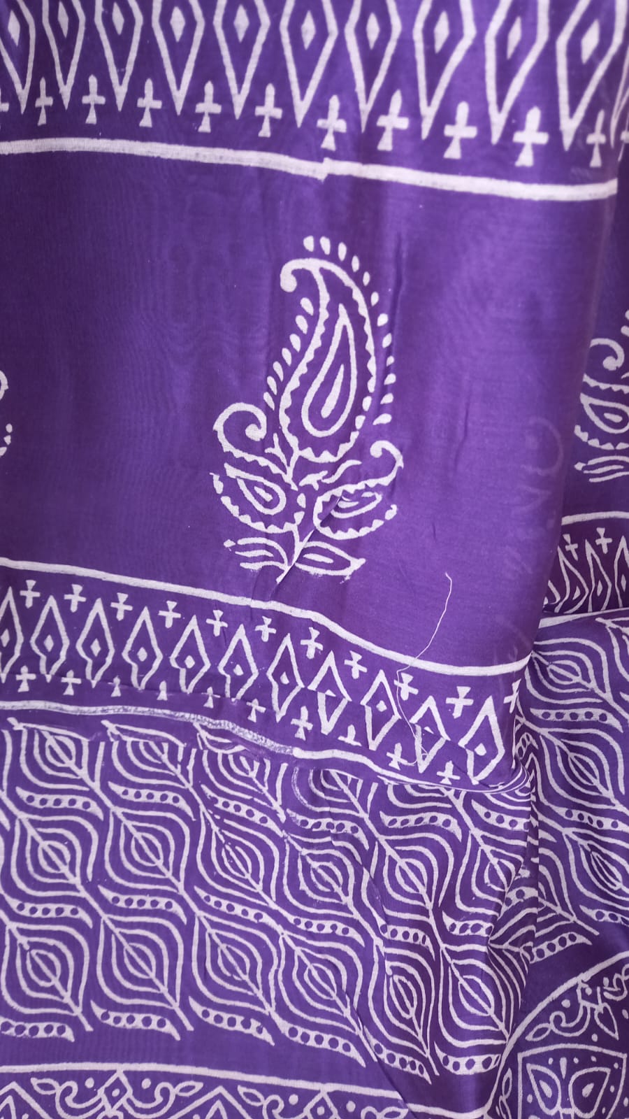 PURPLE HANDBLOCK PRINT AJHRAKH CHANDERI SILK SAREE