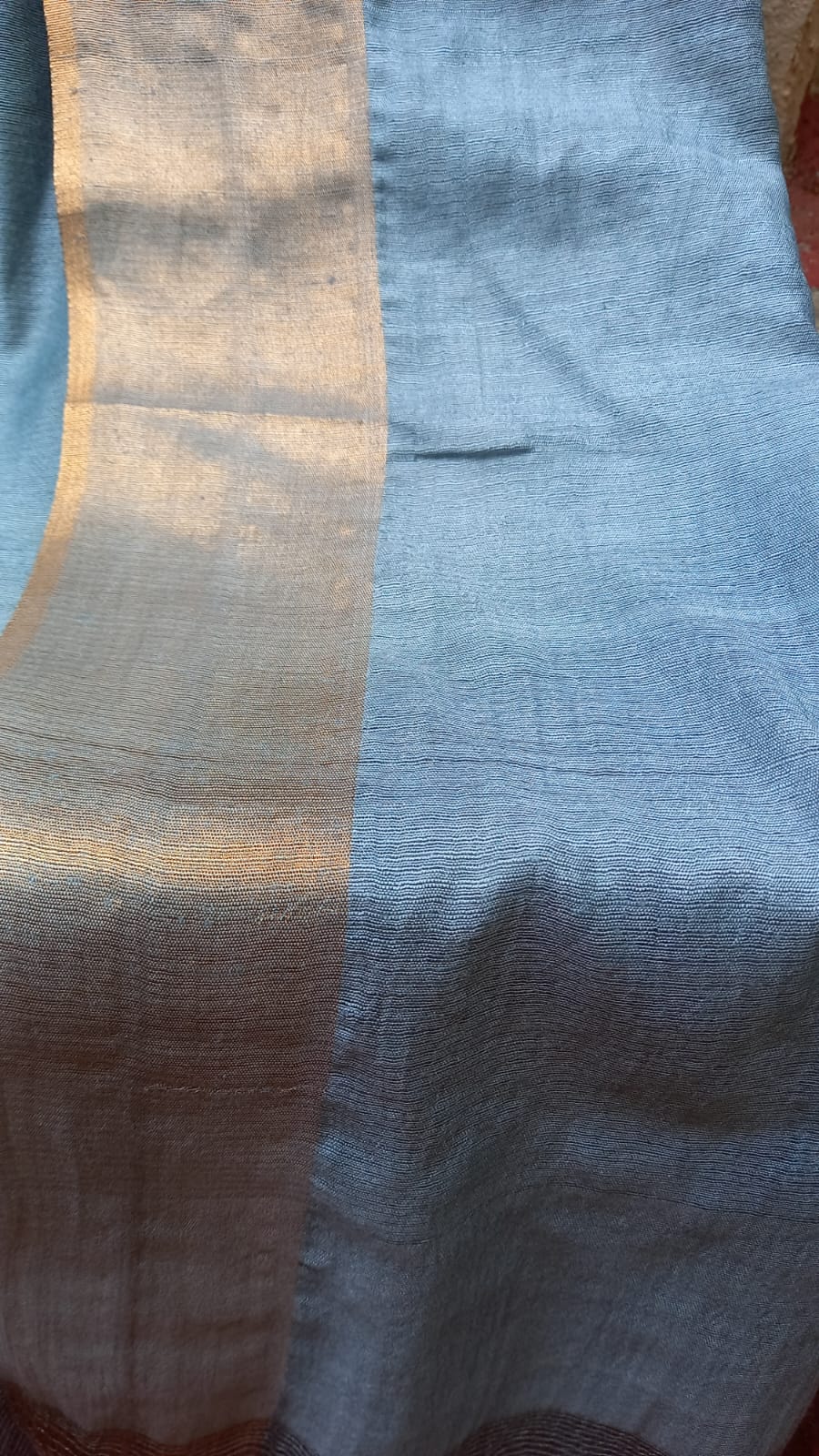 GREY PURE HANDLOOM SILK LINEN SAREE