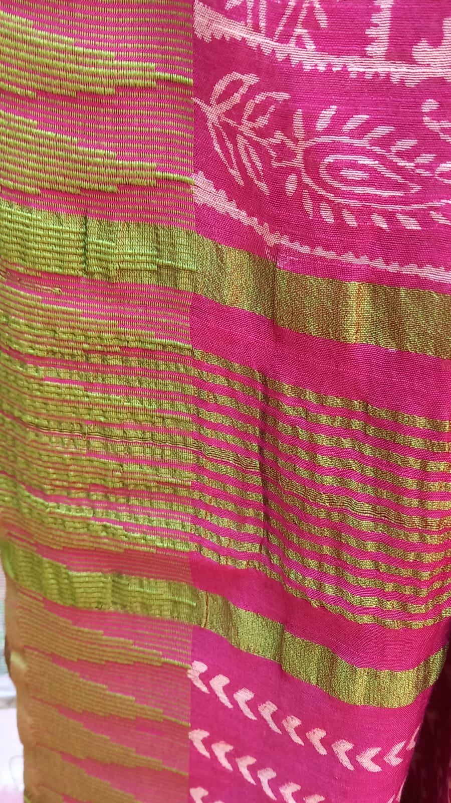 LIGHT RED HANDBLOCK PRINT COTTON SLUB SAREE