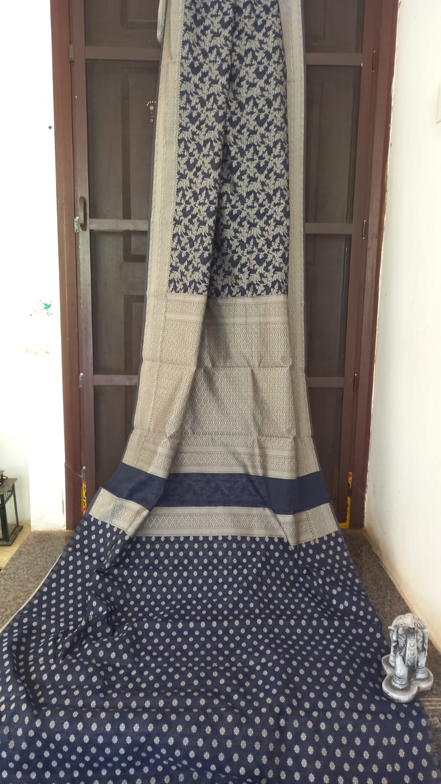 DARK BLUE PURE HANDLOOM BENARSI COTTON SAREE