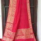 RED PURE LINEN BENARSI SAREE