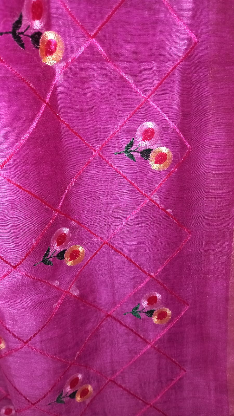 EXCLUSIVE PINK  FLETCHER SILK LINEN SAREE WITH EMBROIDERY WORK