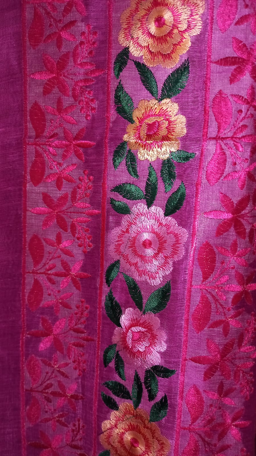 EXCLUSIVE PINK  FLETCHER SILK LINEN SAREE WITH EMBROIDERY WORK