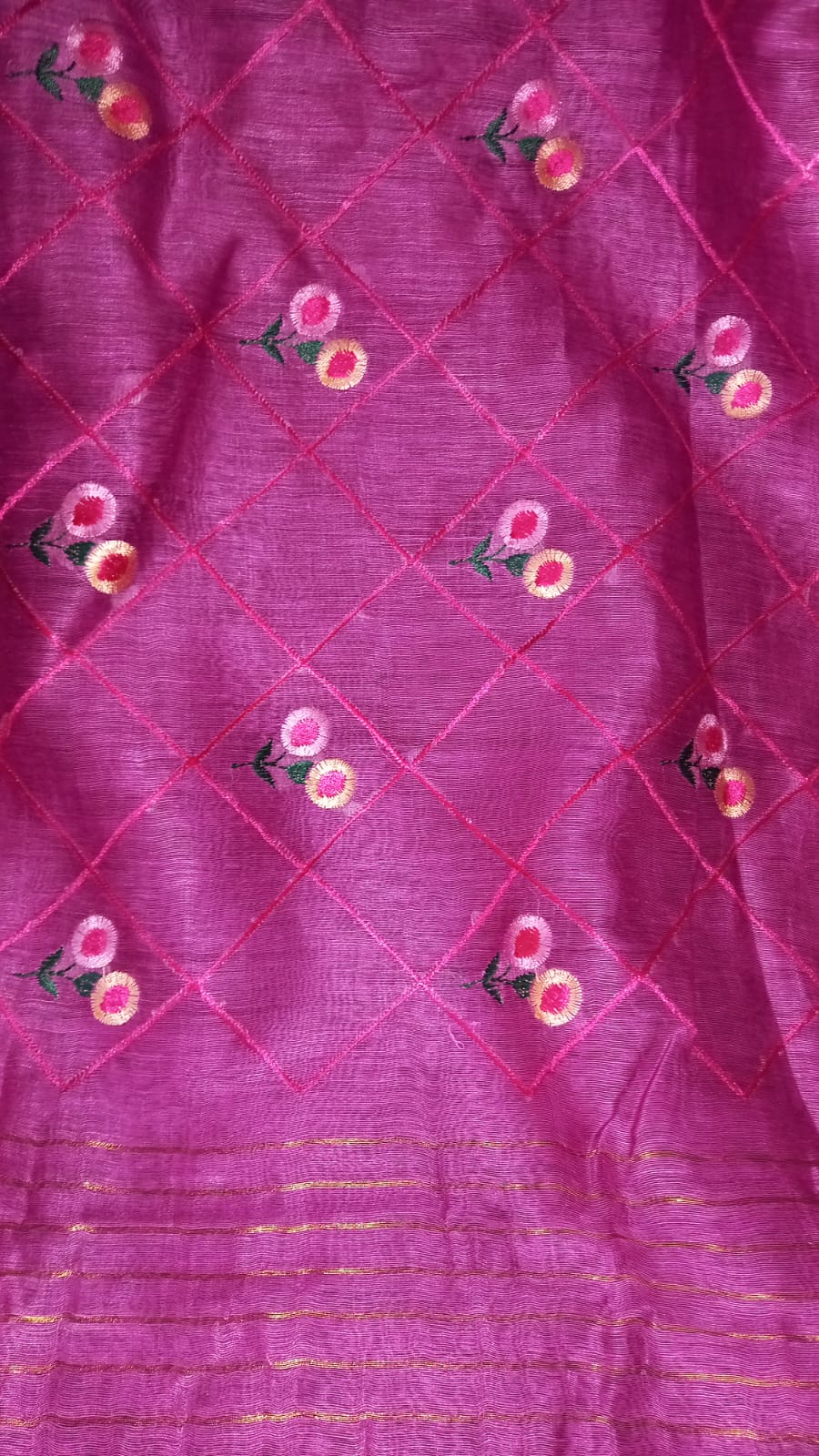 EXCLUSIVE PINK  FLETCHER SILK LINEN SAREE WITH EMBROIDERY WORK