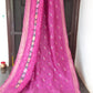 EXCLUSIVE PINK  FLETCHER SILK LINEN SAREE WITH EMBROIDERY WORK