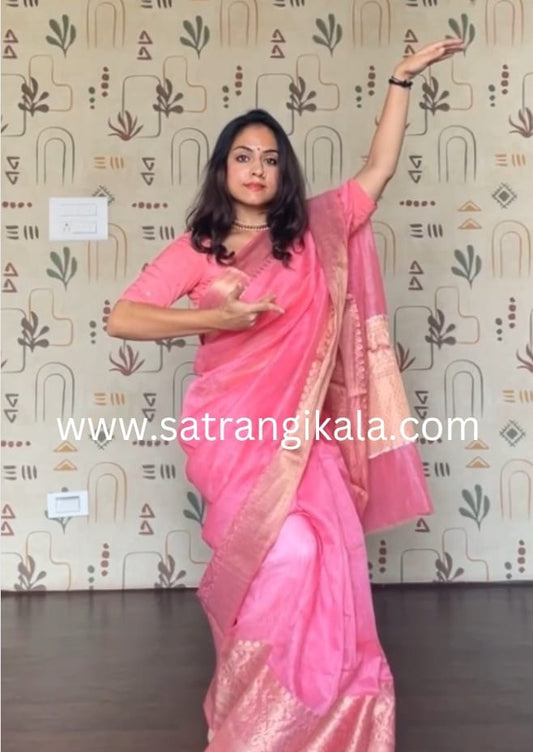 BABY PINK PURE BENARSI LINEN SAREE