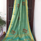 HANDWOVEN SKY BLUE TISSUE LINEN SAREE WITH HAND EMBROIDERY