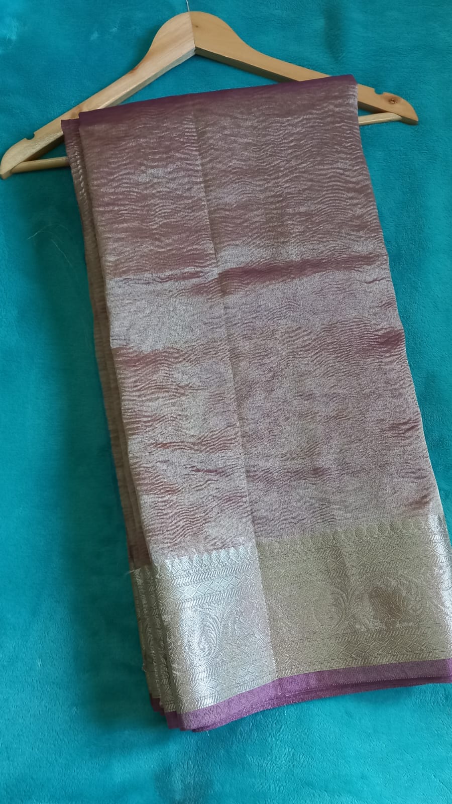 PURPLE CRUSHED TISSUE SILK SAREE