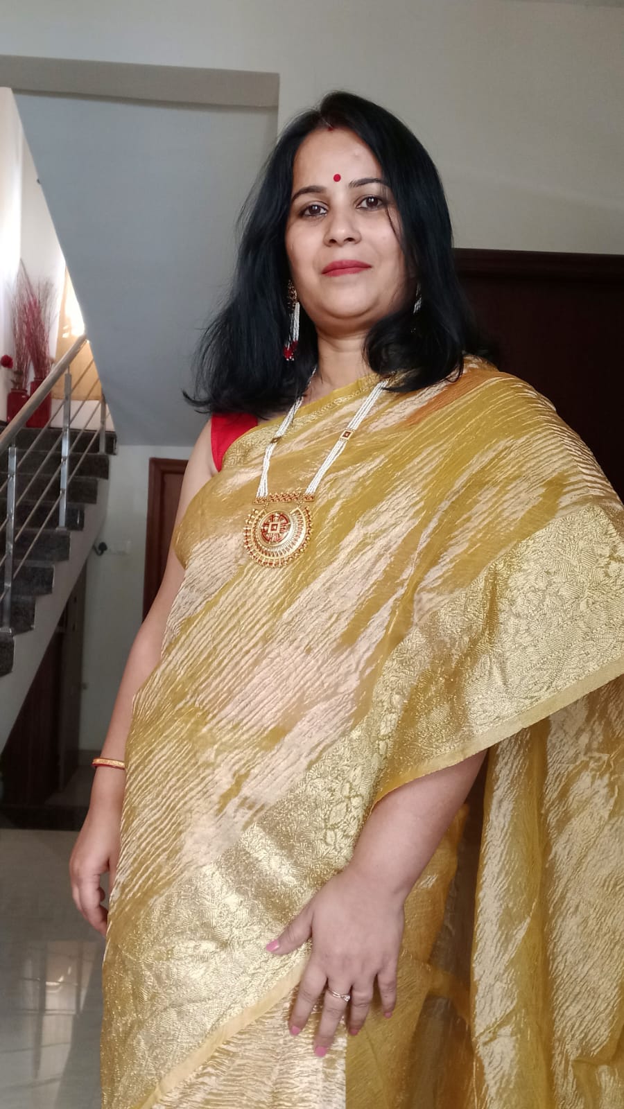 YELLOW CRUSHED BENARSI TISSUE SILK SAREE