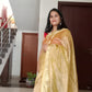 YELLOW CRUSHED BENARSI TISSUE SILK SAREE