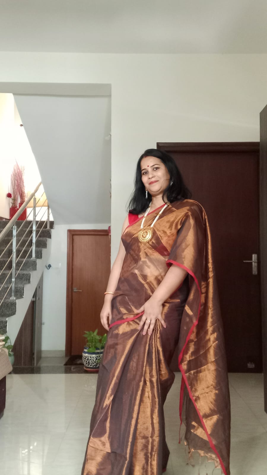 HANDWOVEN ANTIQUE GOLD TISSUE SAREE