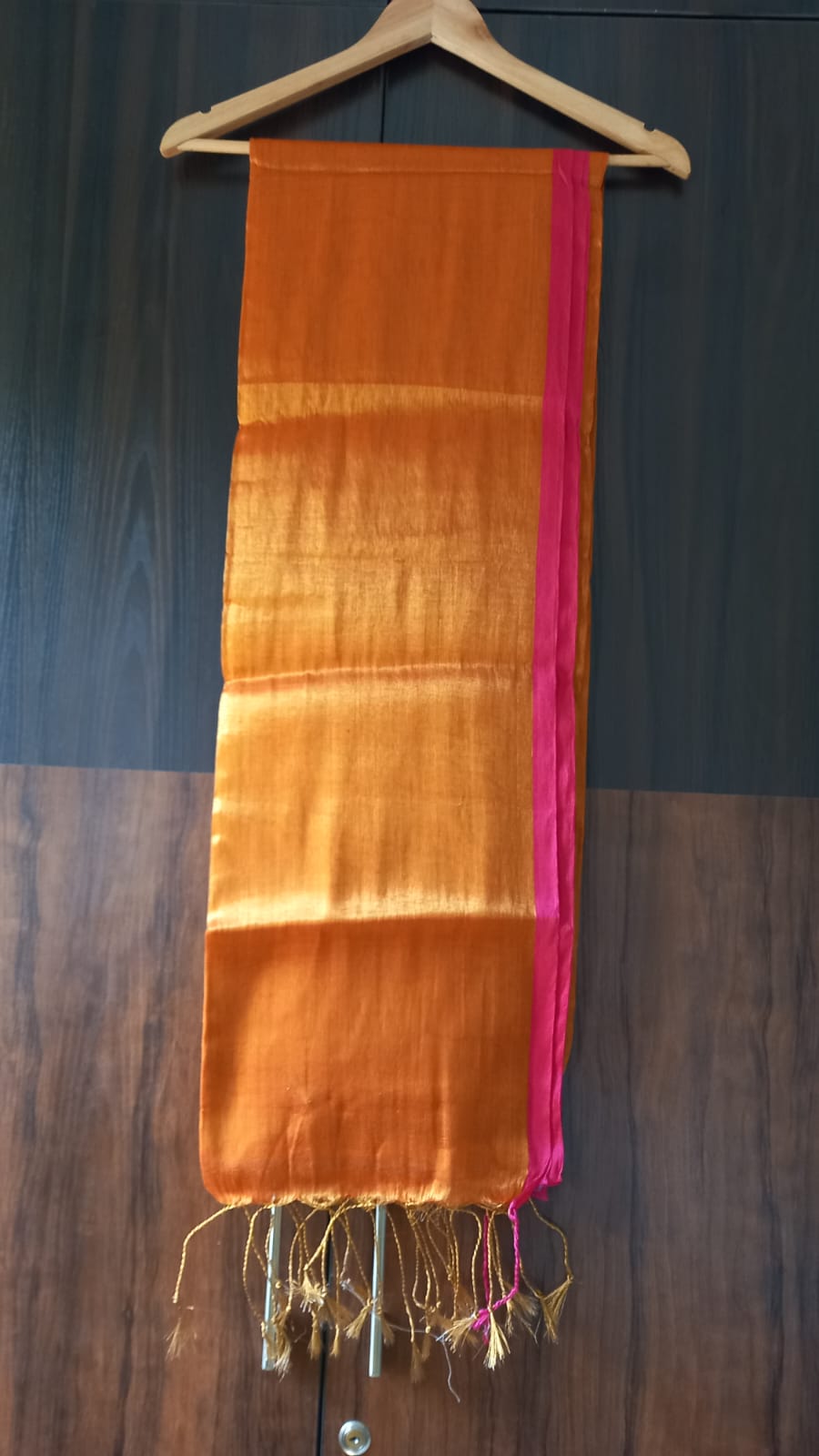 HANDWOVEN ORANGE TISSUE SAREE