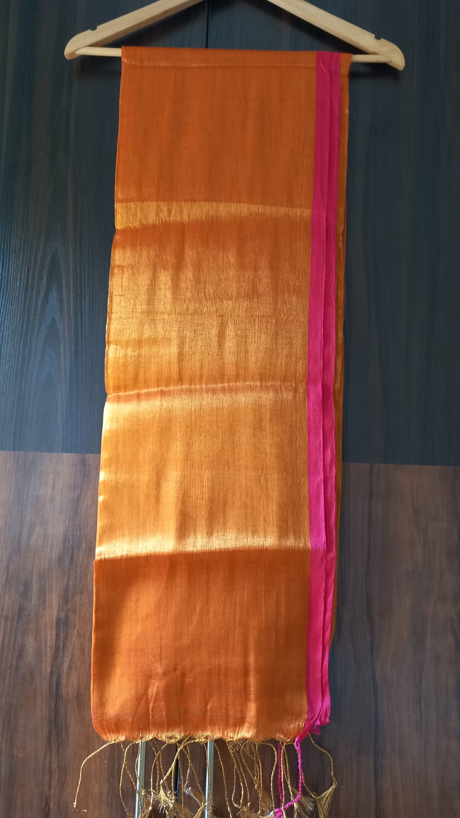 HANDWOVEN ORANGE TISSUE SAREE