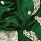 BOTTLE GREEN PURE HANDLOOM BENARSI CHIFFON SAREE