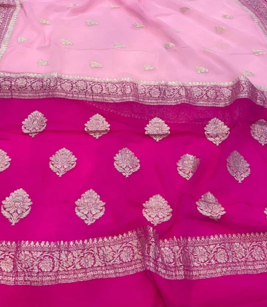 PINK PURE HANDLOOM BENARSI CHIFFON SAREE