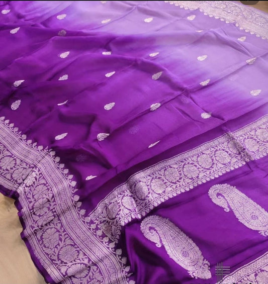 PURPLE PURE HANDLOOM BENARSI CHIFFON SAREE