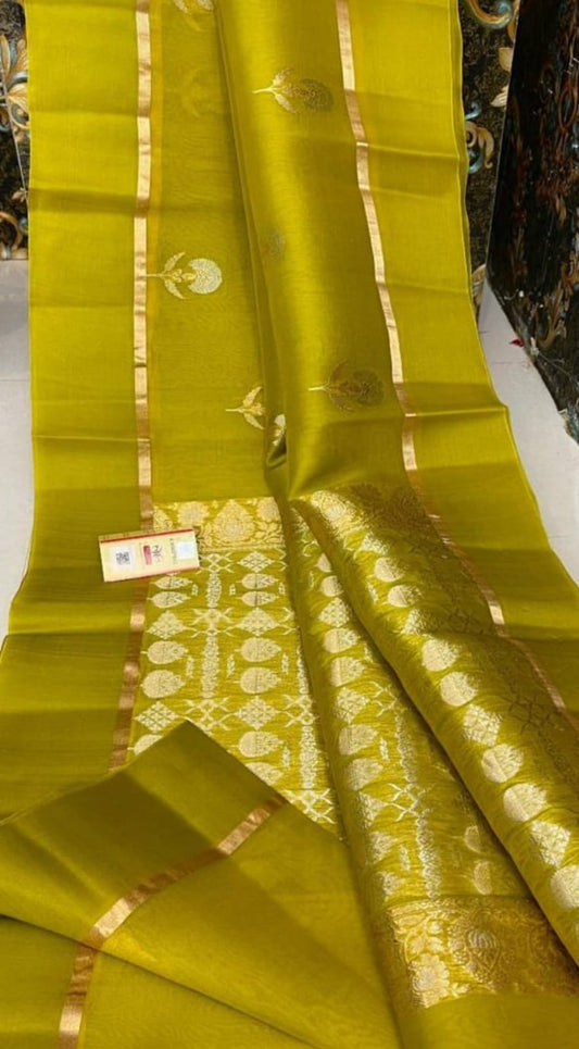 PURE HANDLOOM BENARSI KORA ORGANZA SAREE