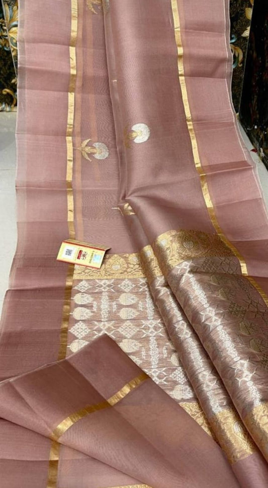 PURE HANDLOOM BENARSI KORA ORGANZA SAREE