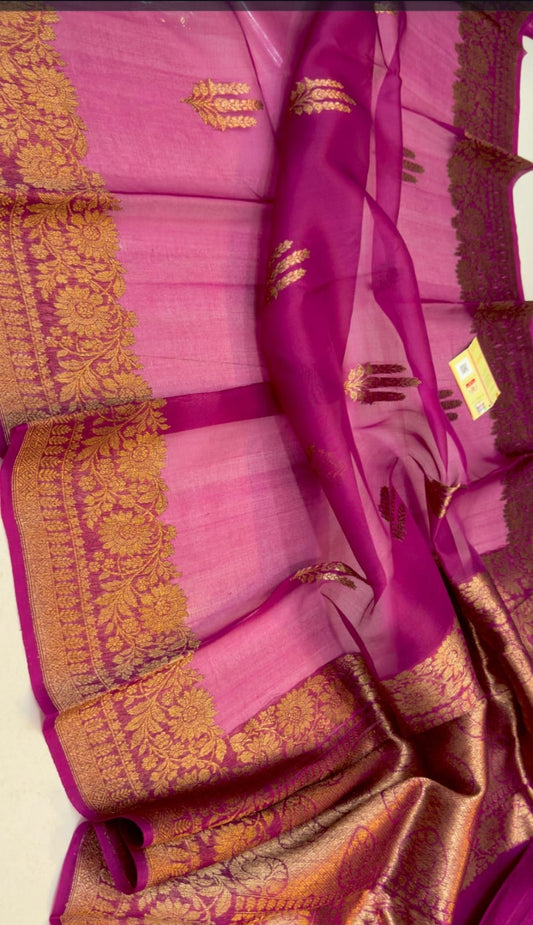 PURE HANDLOOM BENARSI KORA ORGANZA SAREE