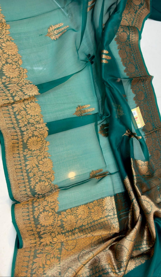 PURE HANDLOOM BENARSI KORA ORGANZA SAREE