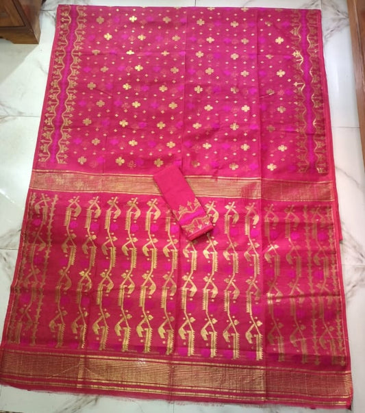 PINK PURE HANDLOOM JAMDANI SAREE