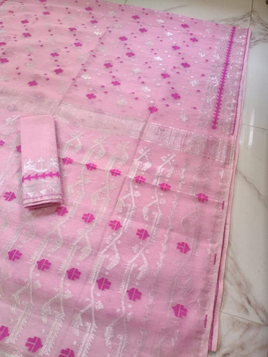 PINK PURE HANDLOOM JAMDANI SAREE