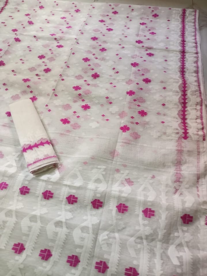 WHITE PURE HANDLOOM JAMDANI SAREE