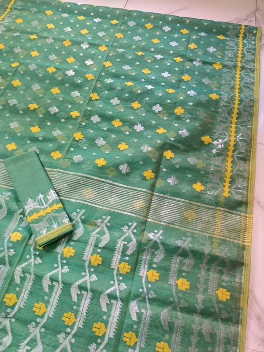 SEA GREEN PURE HANDLOOM JAMDANI SAREE