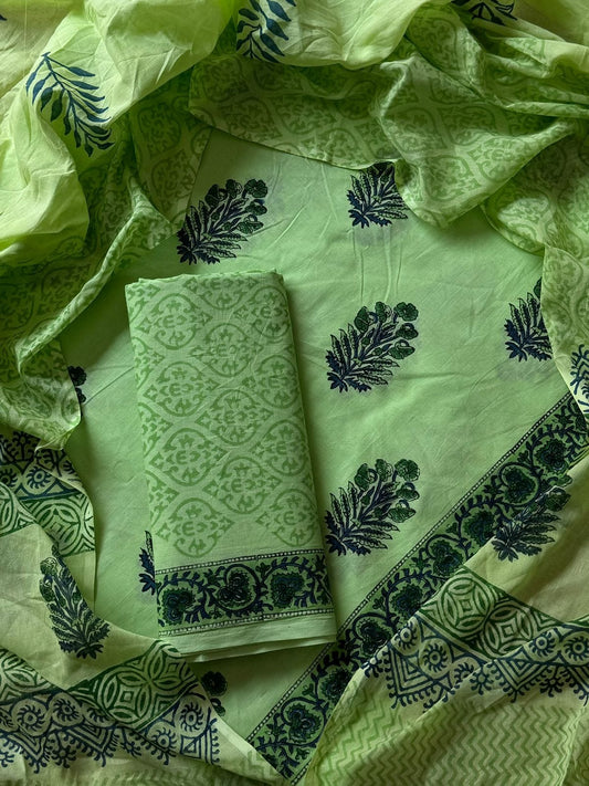 PURE COTTON UNSTITCHED HANDBLOCK PRINT SUIT