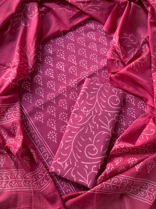 PURE COTTON UNSTITCHED HANDBLOCK PRINT SUIT