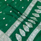 BOTTLE GREEN PURE HANDLOOM BENARSI CHIFFON SAREE