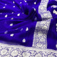 BLUE PURE HANDLOOM BENARSI CHIFFON SAREE
