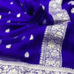 BLUE PURE HANDLOOM BENARSI CHIFFON SAREE