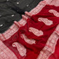 BLACK AND RED PURE CHIFFON BENARSI SAREE