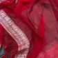 BLACK AND RED PURE CHIFFON BENARSI SAREE