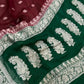 MAROON AND GREEN PURE HANDLOOM BENARSI CHIFFON SAREE
