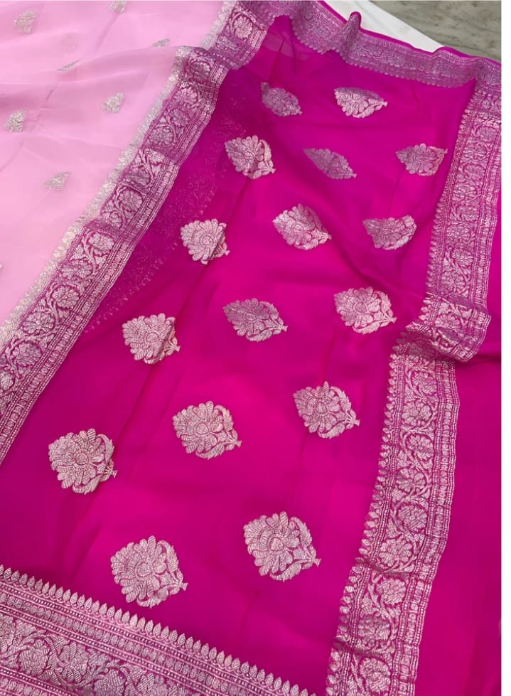 PINK PURE HANDLOOM BENARSI CHIFFON SAREE