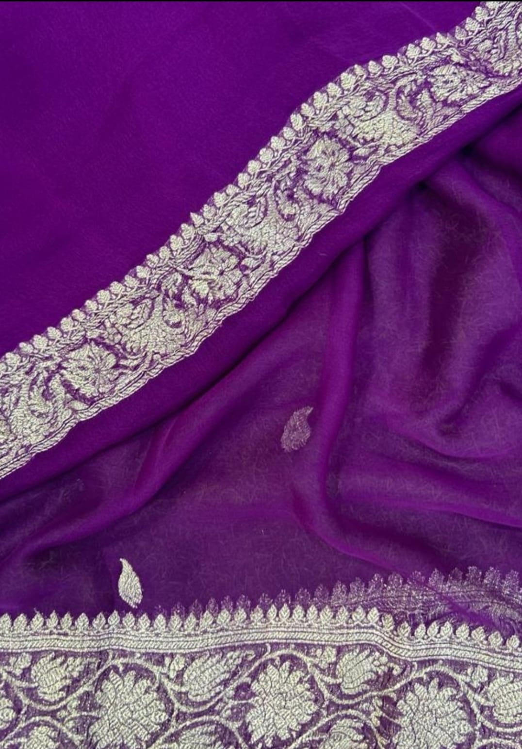 PURPLE PURE HANDLOOM BENARSI CHIFFON SAREE