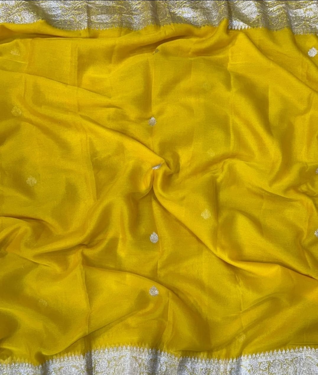 YELLOW PURE HANDLOOM BENARSI CHIFFON SAREE