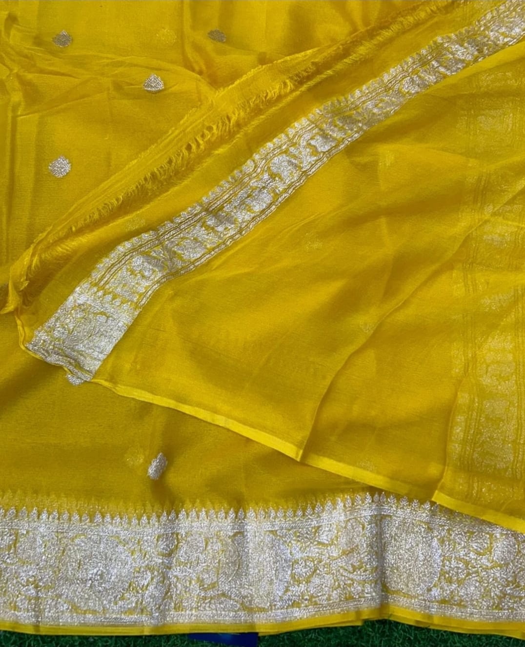 YELLOW PURE HANDLOOM BENARSI CHIFFON SAREE