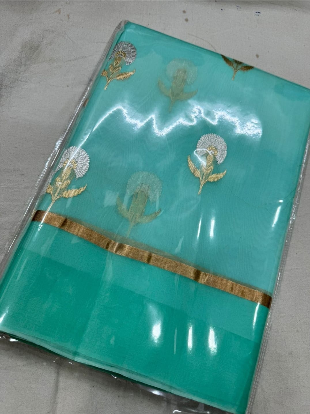 PURE HANDLOOM BENARSI KORA ORGANZA SAREE