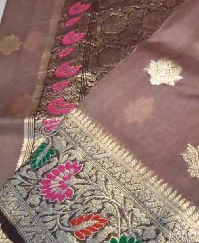 PURE HANDLOOM BENARSI KORA ORGANZA SAREE