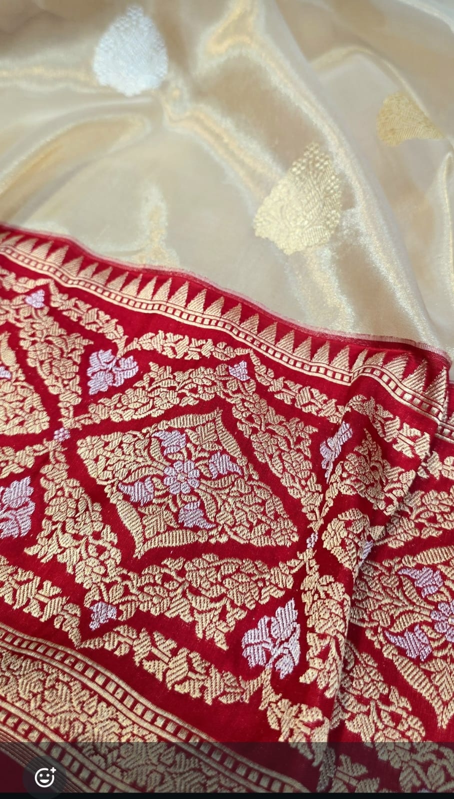 VINTAGE PURE HANDLOOM  BENARSI KORA TISSUE SAREE