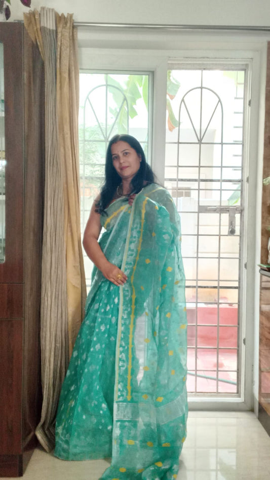 SEA GREEN PURE HANDLOOM JAMDANI SAREE